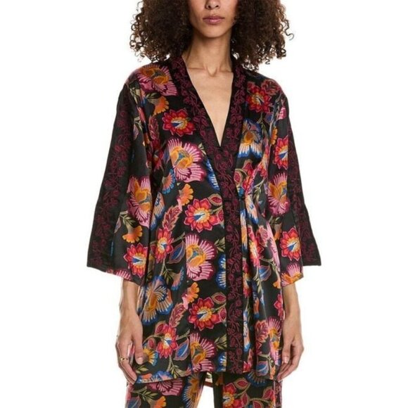💕JOHNNY WAS WORKSHOP💕 Sedonia Kimono 100% Silk ~ Floral Print XS NWOT - Picture 6 of 16